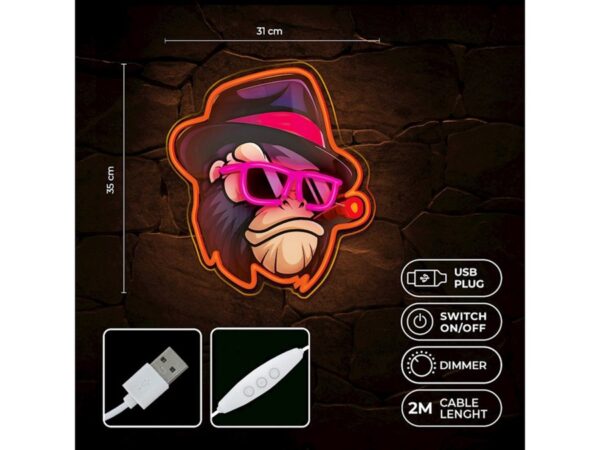 Neon ART LED GANGSTA MONKEY multicolor usb με διακόπτη on off & dimmer