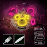 Neon ART LED PUNK TEDDY BEAR pink-yellow usb με διακόπτη on off & dimmer