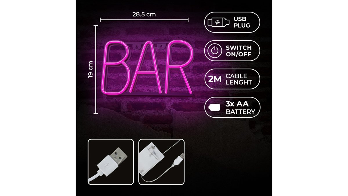 67b3172889f6b4551b2a1961 NEON LED BAR pink Με Καλώδιο Usb ή μπαταρίες & διακόπτη on off - Image 1