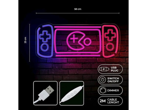 Neon PLEXI LED GAME CONSOLE multicolor usb με διακόπτη on off & dimmer
