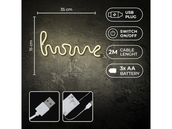 Neon LED Light HOME warm white Bat + USB  με διακόπτη on off