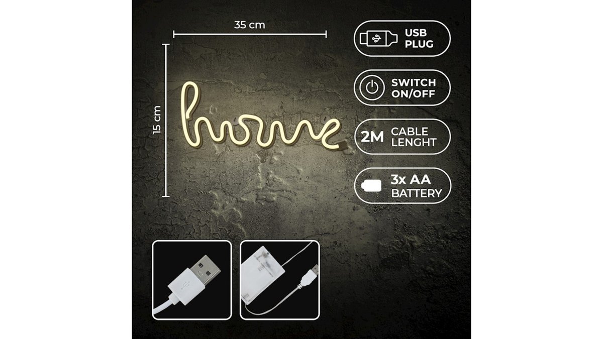 67b3188f4553936f3bb2f023 Neon LED Light HOME warm white Bat + USB με διακόπτη on off - Image 1