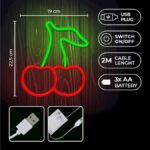 Φωτιστικό neon Κεράσι κόκκινο πράσινο με usb ή μπαταρίες & διακόπτη on off