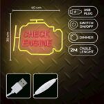Neon PLEXI LED CHECK ENGINE yellow red usb με διακόπτη on off & dimmer