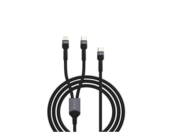 Καλώδιο Devia 2in1 Extreme EC648 USB-C + USB-C - Lightning 1,2 m 3A μαύρο