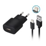 Φορτιστής Forever TC-01 1x USB 2A μαύρο + καλώδιο Lightning