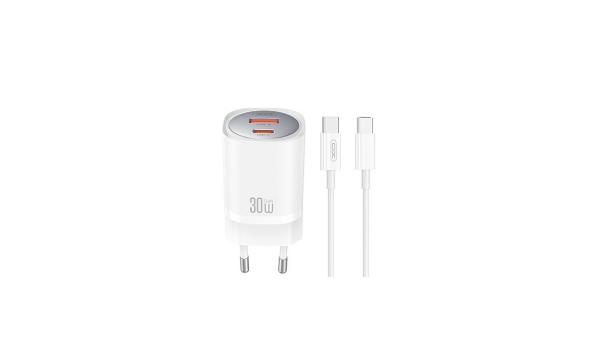 67bd900ff4c0e01be07189df Φορτιστής τοίχου XO CE21 PD 30W 1x USB-C 1x USB λευκό + καλώδιο USB-C - USB-C - Image 1