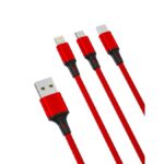 Καλώδιο XO NB173 3in1 USB - Lightning + USB-C + microUSB 1,2 m 2,4A κόκκινο