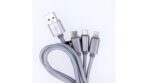 Maxlife 3in1 καλώδιο USB - Lightning + USB-C + microUSB 1,0 m 2,1A γκρι νάιλον