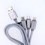 Maxlife 3in1 καλώδιο USB - Lightning + USB-C + microUSB 1,0 m 2,1A γκρι νάιλον