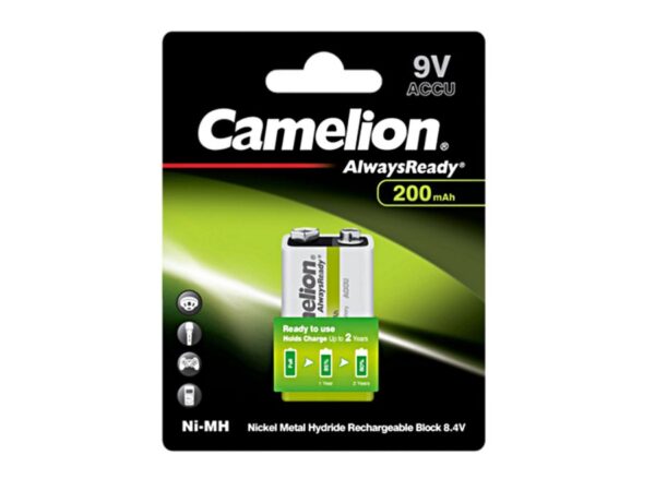 Επαναφορτιζόμενη Μπαταρία Ni-MH 200mAh Camelion Always Ready 9V NH9V200AR-BP1 –