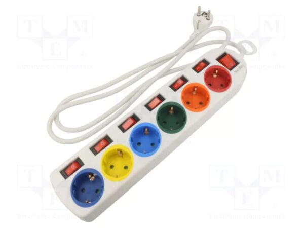 LOGILINK LPS259 SOCKET OUTLET 6-WAY WITH 7 SWITCHES 1.5M MULTICOLOR
