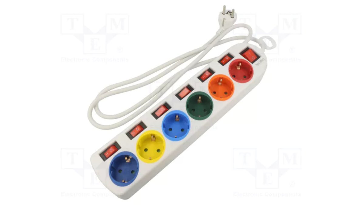 67e526f4cc3d4de753058512 LOGILINK LPS259 SOCKET OUTLET 6-WAY WITH 7 SWITCHES 1.5M MULTICOLOR - Image 1