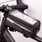 Αδιάβροχη τσάντα σκελετού ποδηλάτου/scooter με θήκη τηλεφώνου μαύρη