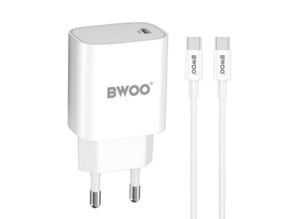 Φορτιστής τοίχου BWOO CDA159 PD 1x θύρα USB-C + USB-C 20W λευκό