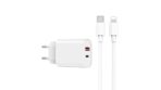 WIWU wall charger Wi-U002 PD + QC 20W 1x USB 1x USB-C white + cable USB-C - Lig