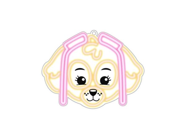 Hanging neon LED Paw Patrol on plexiglass - Skye