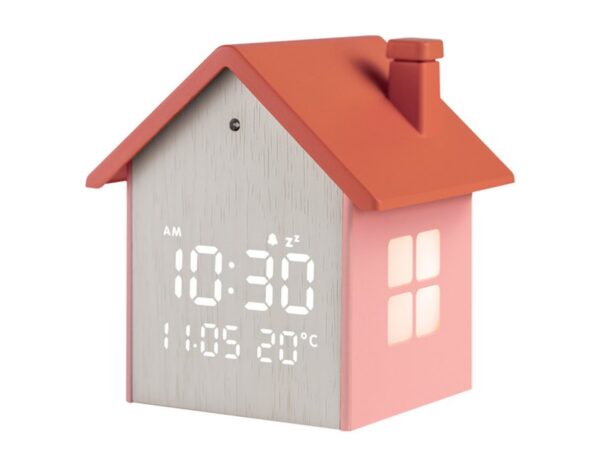 LIFE TINY HOUSE PEACH Ψηφιακό ρολόι / ξυπνητήρι σπιτάκι, με οθόνη LED και φωτάκι