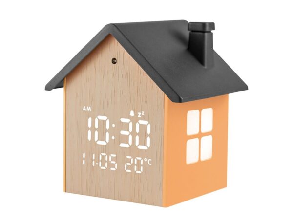 LIFE TINY HOUSE BLACK Ψηφιακό ρολόι / ξυπνητήρι σπιτάκι, με οθόνη LED και φωτάκι