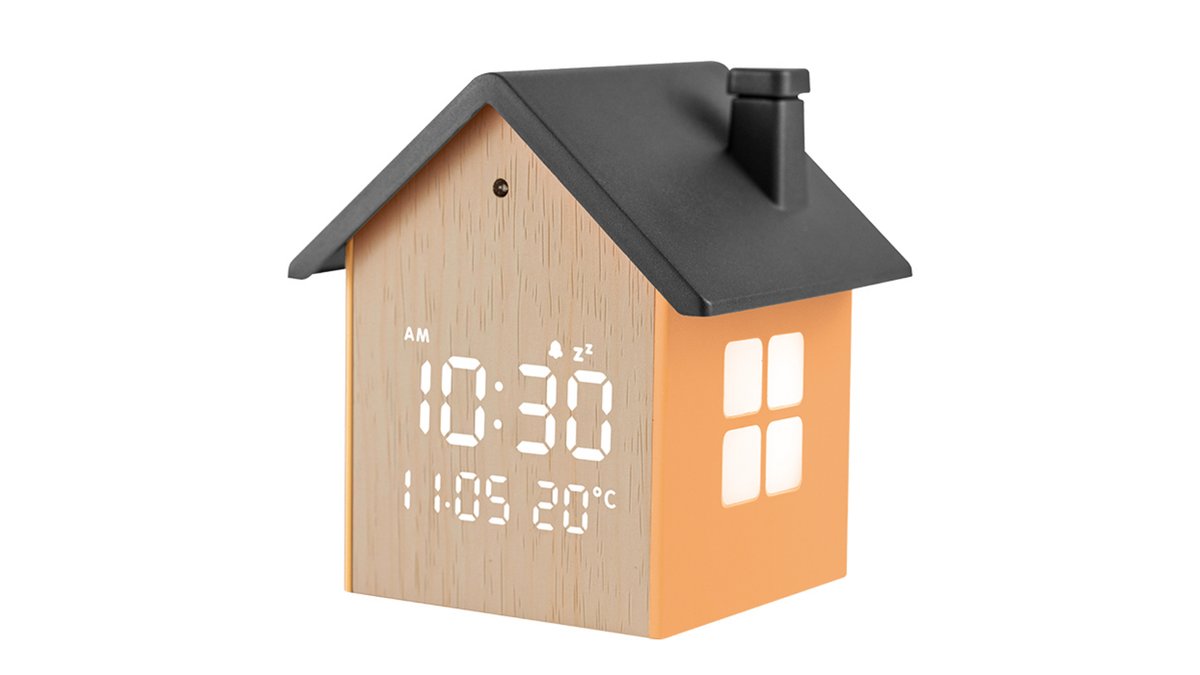 6814cf3b67503b7c6eb426bb LIFE TINY HOUSE BLACK Ψηφιακό ρολόι / ξυπνητήρι σπιτάκι, με οθόνη LED και φωτάκι - Image 1