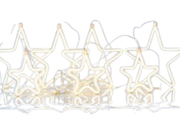ΚΟΥΡΤΙΝΑ, 47 MINI LED, 27V ADAPTOR, 4 ΜΕΓΑΛΑ 18cm & 3 ΜΙΚΡΑ 14cm ΑΣΤΕΡΙΑ NEON Φ., 4 ΕΠΕΚΤΑΣΕΙΣ ΕΩΣ 3 ΣΕΤ, ΑΣΗΜΙ ΧΑΛΚΙΝΟ ΚΑΛΩΔΙΟ, ΘΕΡΜΟ ΛEΥΚΟ LED & ΘΕΡΜΗ ΛΕΥΚΗ NEON Φ. (H108 x W150cm), LEAD WIRE 3m, IP44