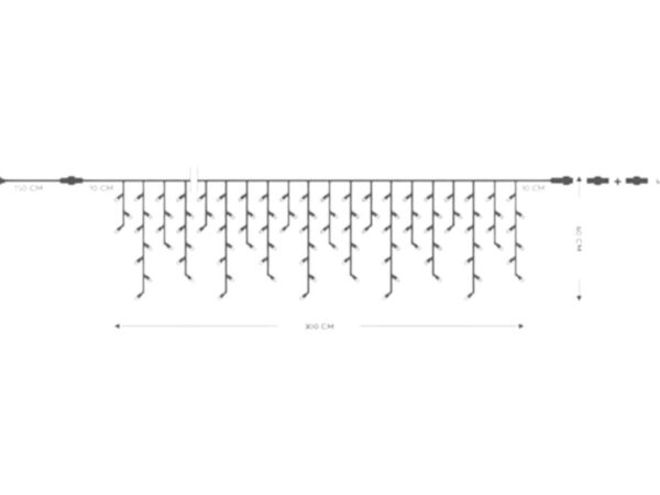 ΒΡΟΧΗ, 144 LED ΣΤΕΓΑΝΗ 5mm ΜΕ ΚΑΛΥΜΜΑ, 230V, 3 ΕΠΕΚΤΑΣΕΙΣ ΕΩΣ 8 ΣΕΤ, ΠΡΑΣΙΝΟ ΚΑΟΥΤΣΟΥΚ ΚΑΛΩΔΙΟ, ΘΕΡΜΟ ΛΕΥΚΟ LED (H60 x W300cm, 5/7/5/7), ΠΡΟΕΚΤΑΣΗ ΠΑΡΟΧΗΣ 1.5m, ΙΡ65