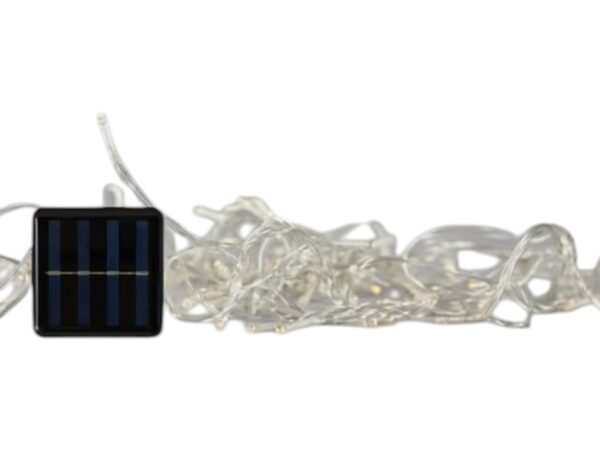 ΒΡΟΧΗ, 72 LED 5mm, ΗΛΙΑΚΟ ΣΥΛΛΕΚΤΗ ME ΑΙΣΘΗΤΗΡΑ ΦΩΤΟΣ, 8 ΠΡΟΓΡΑΜΜΑΤΑ, ΔΙΑΦΑΝΟ PVC ΚΑΛΩΔΙΟ, ΘΕΡΜΟ ΛΕΥΚΟ LED (H70 x W225cm), ΠΡΟΕΚΤΑΣΗ ΠΑΡΟΧΗΣ 1m, ΙΡ44