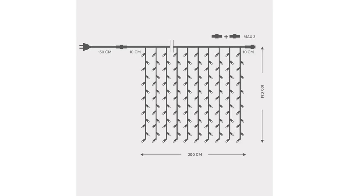 68fc9fdc52f5fcdd085b2fee ΚΟΥΡΤΙΝΑ, 200 LED 5mm ΣΤΕΓΑΝΗ, 230V, 3 ΕΠΕΚΤΑΣΕΙΣ ΕΩΣ 5 ΣΕΤ, ΠΡΑΣΙΝΟ ΚΑΟΥΤΣΟΥΚ ΚΑΛΩΔΙΟ, ΨΥΧΡΟ ΛΕΥΚΟ LED, (H100 x W200cm, 20 LINES x 10 LED), ΠΡΟΕΚΤΑΣΗ ΠΑΡΟΧΗΣ 1,5m ΙΡ65 - Image 1