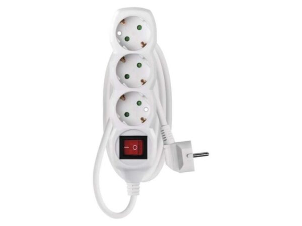 Emos Πολύπριζο – 1,5m – 3schuko – 1,5mm2 – PVC – Switch – Άσπρο