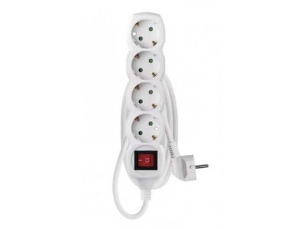 Emos Πολύπριζο – 1,5m – 4schuko – 1,5mm2 – PVC – Switch – Άσπρο
