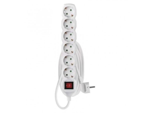 Emos Πολύπριζο – 1,5m – 6schuko – 1,5mm2 – PVC – Switch – Άσπρο