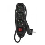 Emos Πολύπριζο – 1,5m – 3schuko – 1,5mm2 – PVC – Switch – Μαύρο