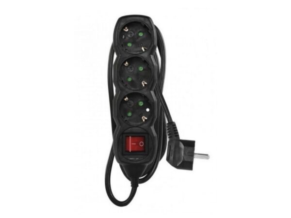Emos Πολύπριζο – 1,5m – 3schuko – 1,5mm2 – PVC – Switch – Μαύρο