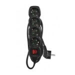 Emos Πολύπριζο – 1,5m – 4schuko – 1,5mm2 – PVC – Switch – Μαύρο