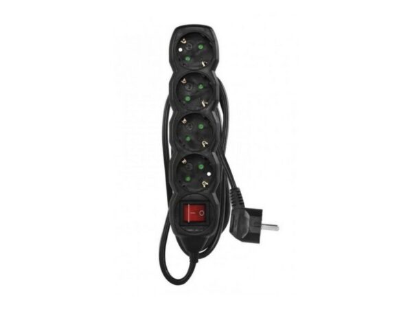 Emos Πολύπριζο – 1,5m – 4schuko – 1,5mm2 – PVC – Switch – Μαύρο