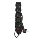 Emos Πολύπριζο – 1,5m – 5schuko – 1,5mm2 – PVC – Switch – Μαύρο