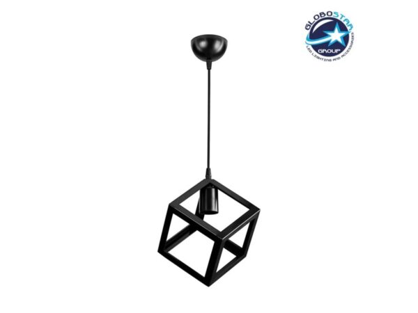 GLOBOSTAR® DISE 203-0274 Μοντέρνο Κρεμαστό Φωτιστικό Οροφής με Ντουί 1 x E27 AC 220-240V IP20 - Μαύρο - Μ28 x Π28 x Υ29cm