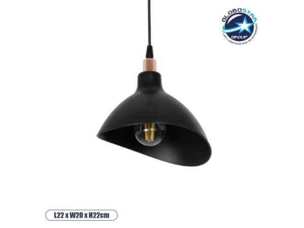 GLOBOSTAR® RIVE 203-0143 Μοντέρνο Κρεμαστό Φωτιστικό Οροφής με Ντουί 1 x E27 AC 220-240V IP20 - Μάυρο & Χαλκινο/Λευκό & χρυσό - Μ22 x Π20 x Υ22cm