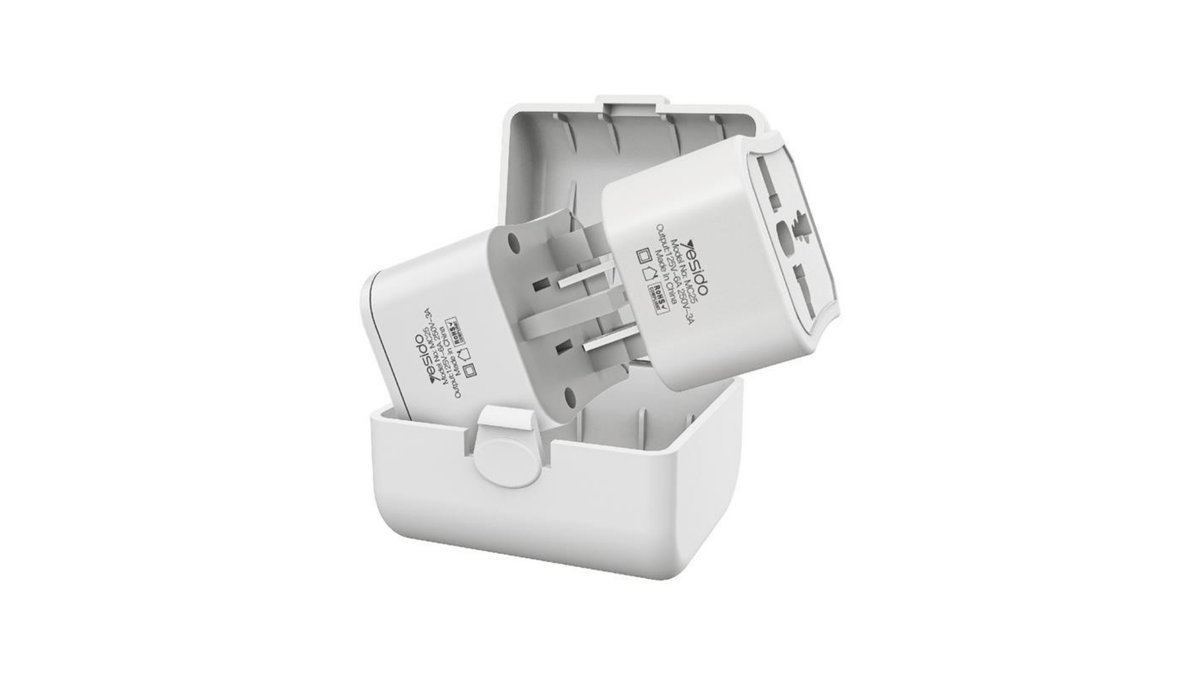 69a55aea7d25f60394a06b0f YESIDO UNIVERSAL ADAPTER 750W 3A UK/EU/US/AU WHITE - Image 1