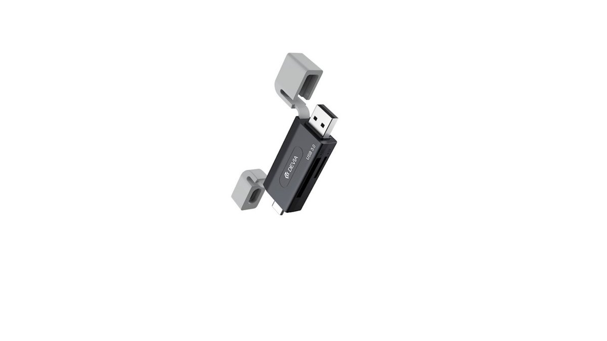 69aab754cbc8f577235b5093 Devia card reader 2in1 USB/USB-C 3.0 black - Image 1