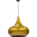 VK Lighting Κρεμαστό Φωτιστικό Χρυσό Καμπάνα με Ντουί E27
