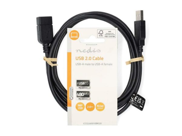 NEDIS  Καλώδιο USB Α αρσ. - USB A θηλ., 2m.