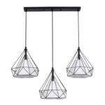 GLOBOSTAR® Vintage Κρεμαστό Φωτιστικό Οροφής με Ντουί 3 x E27 AC 220-240V IP20 - Μαύρο & Λευκό - Μ68 x Π25 x Υ130cm