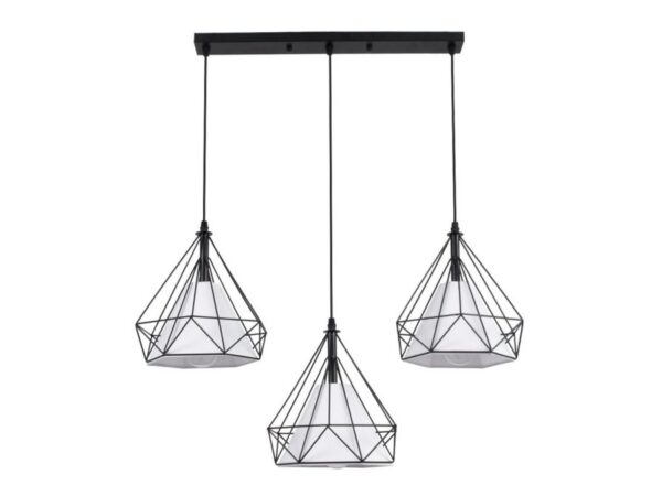 GLOBOSTAR® Vintage Κρεμαστό Φωτιστικό Οροφής με Ντουί 3 x E27 AC 220-240V IP20 - Μαύρο & Λευκό - Μ68 x Π25 x Υ130cm