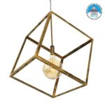 GloboStar® Μοντέρνο Κρεμαστό Φωτιστικό Οροφής Μονόφωτο Χρυσό Σκουριά Μεταλλικό Πλέγμα Μ70 x Π70 x Υ87cm