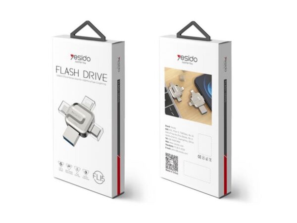 YESIDO FLASH DISK FL15 4IN1 OTG ADAPTER USB 3.0 16GB SILVER Yesido