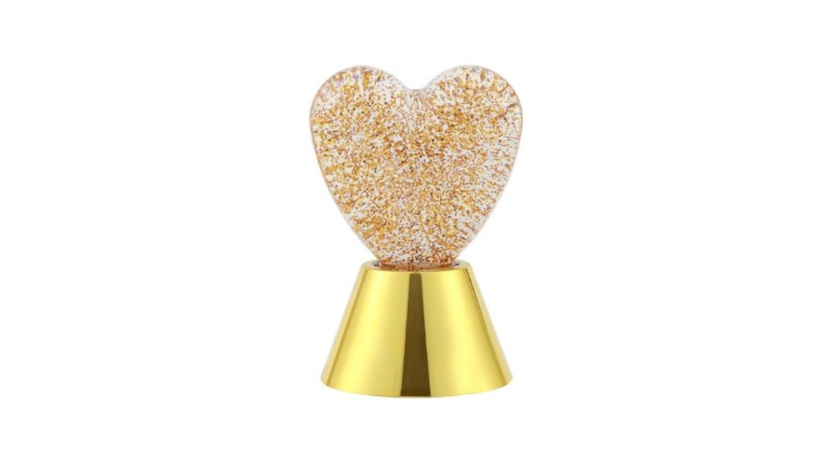 6a0432b0af602d6854106481 ΛΑΜΠΑ GLITTER HEART GOLD 16cm - Image 1