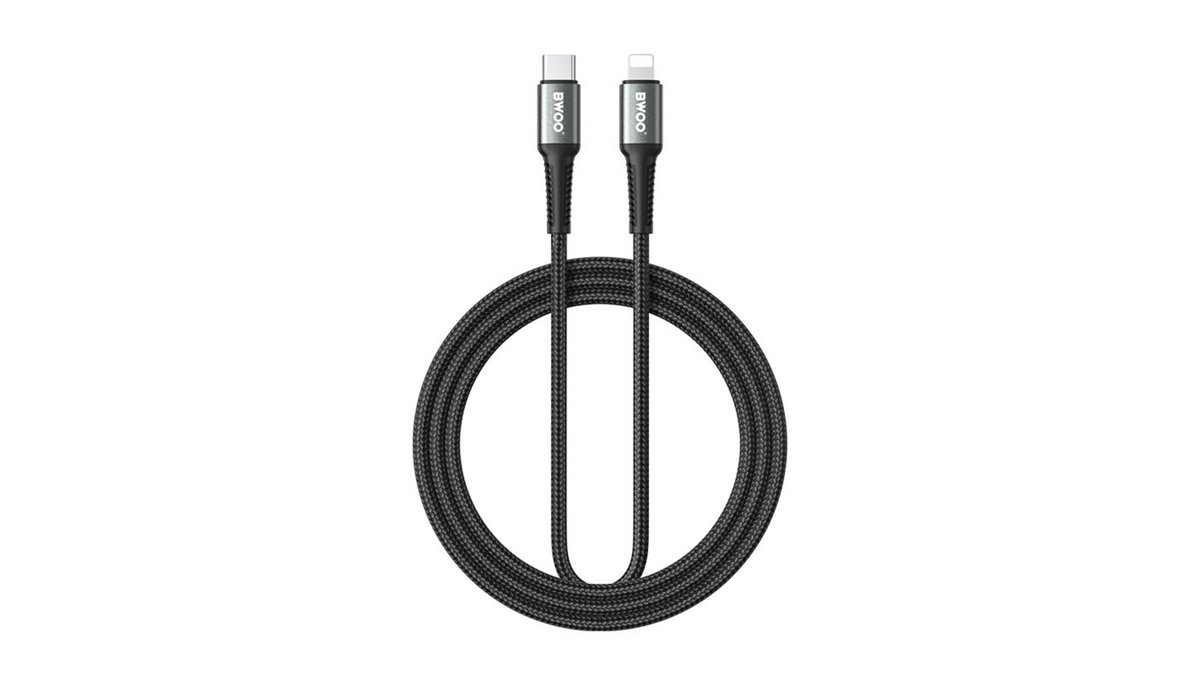 6a0d7b4a8cbf13ed0c0fcef7 Καλώδιο πλεγμένο BWOO USB-C - Lightning 3m 30W μαύρο - Image 1