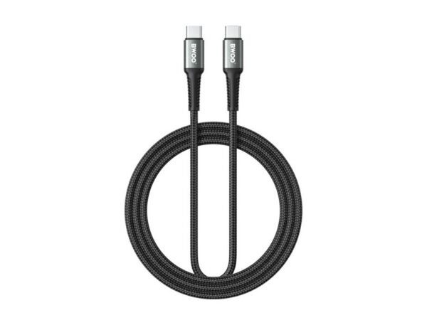BWOO Πλεγμένο Καλώδιο USB-C - USB-C 3m 60W μαύρο