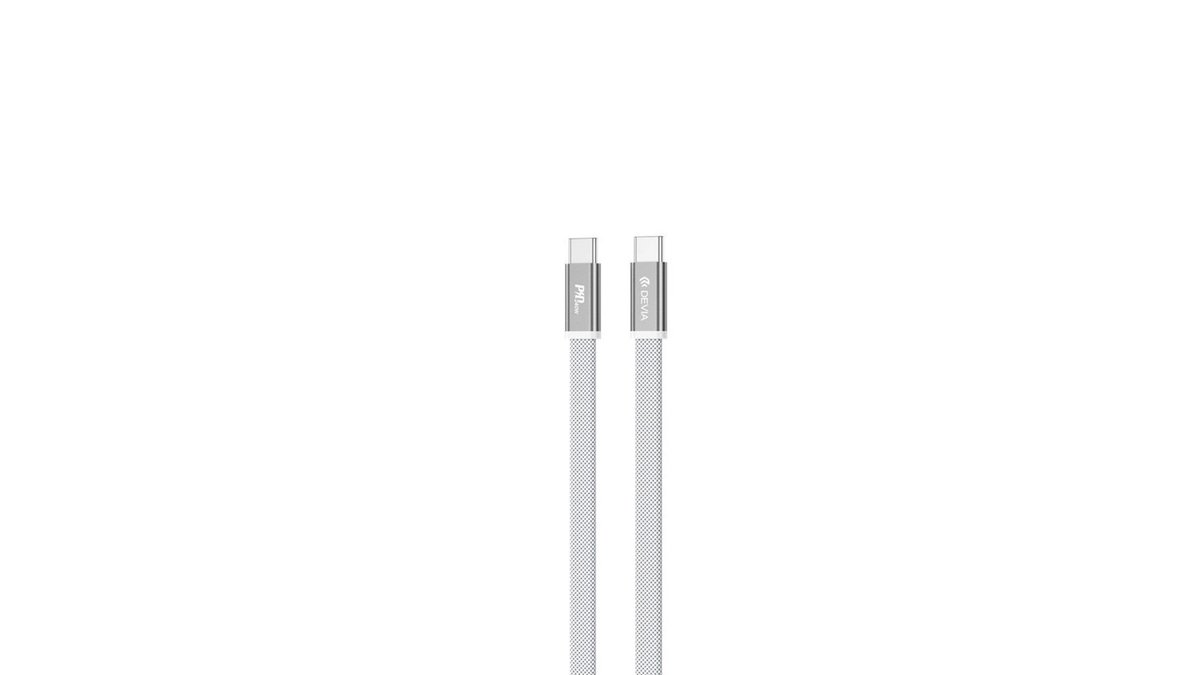 6a0d816865ce8a5df4925930 Devia Ultra3 usb-c PD 240W Metal Woven Flat Fast Charging Cable 1,5 m white - Image 1